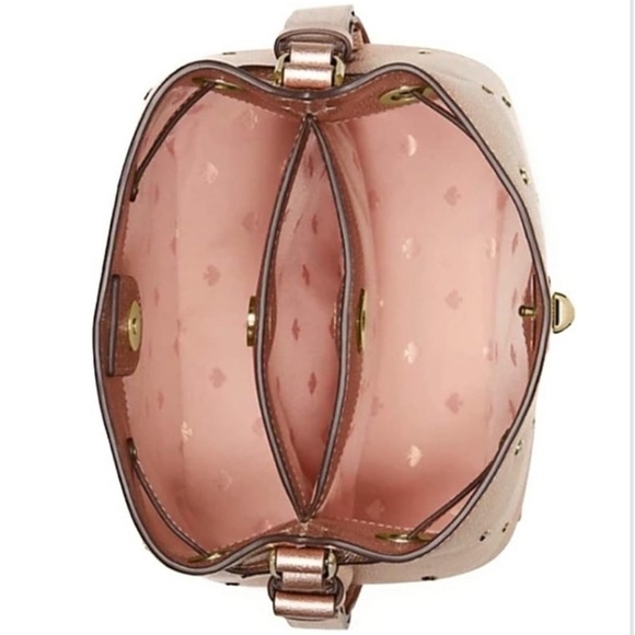 KATE SPADE NEW YORK Marti Spade Stud Small Bucket Bag - Golden Pea Metallic - Picture 3 of 16